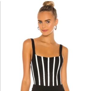 Revolve MISHA Kyanni Bodysuit in Black & Ivory - NWOT